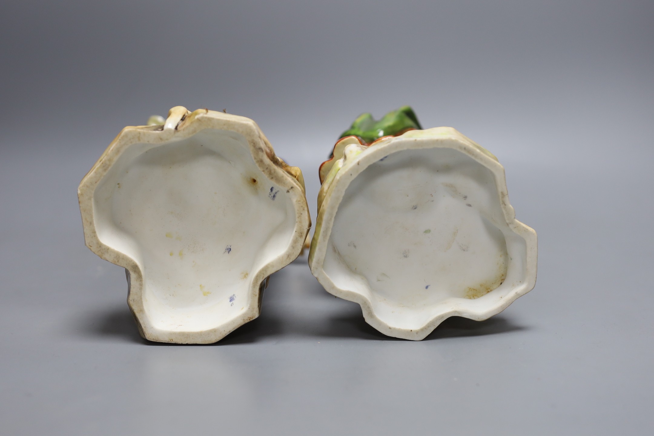 Two pairs of Continental porcelain figures, tallest 30cm
